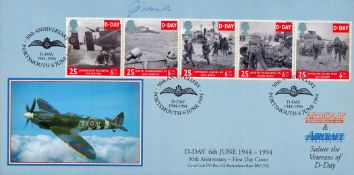 Flying Officer Johnnie Houlton DFC Signed D-Day 6th June 1944-1994 50th Anniversary First Day Cover.