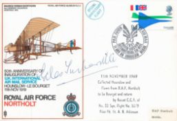 Wing Cmdr Giles Turberville Signed RAF Northolt FDC. S. C. 3. 9d Concorde stamp with 11 nov 69