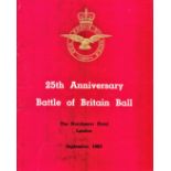 25th Anniversary Battle of Britain Ball Programme from September 1965 at the Dorchester Hotel,