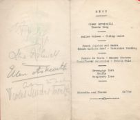 Great War Freedom dinner menu 1919 multiple signed. Autographs of five VIPS inside including Lena
