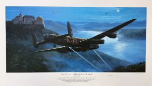 Mark Postlethwaite Signed Colour 28x18 Print Titled Dambusters- Approaching the Eder. Limited