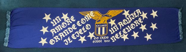 S. S Lazio Scarf with Italian printed Writing and 7 various sizes colour Unsigned Paul Gascoigne