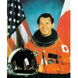 Astronaut Mamoru Mohri Signed 10x8 Colour Japanese Space Agency Photo. Dedicated. Photo shows