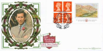 50th Birthday Tribute HRH Prince Charles- The Prince of Wales Benhams Cover. 4 1st Class Stamps with