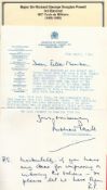 Major Sir Richard George Douglas Powell 3rd Baronet MC Croix de Militaire signed typed letter