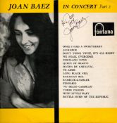 Joan Baez Singer Signed Lp Record ;In Concert Part 2. Good condition. All autographs come with a