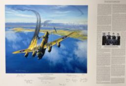 Mark Postlethwaite Multi Signed Colour 28x19 Print Titled The Last Flight Of Dark Victor. Limited
