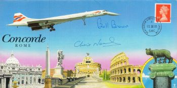 Concorde Rome Cover Signed by Captain Chris Norris Concorde Pilot and Captain W Brown Flight