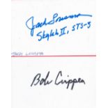 Astronauts Bob Crippen and Jack Lousma Handsigned Signature Cards. Signed in black/blue marker