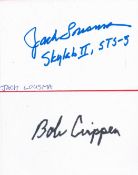Astronauts Bob Crippen and Jack Lousma Handsigned Signature Cards. Signed in black/blue marker