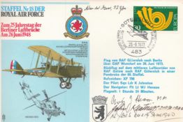 WW2 Multiple signed Battle of Britain aces signed 18 sqn cover. 26 3 1973 Gutersloh 18 Sqn German
