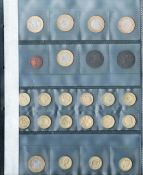 Collection of 24 mixed British Coins. 1p, £1, £2. Three Old Pennies. Fifteen £1 coins from before