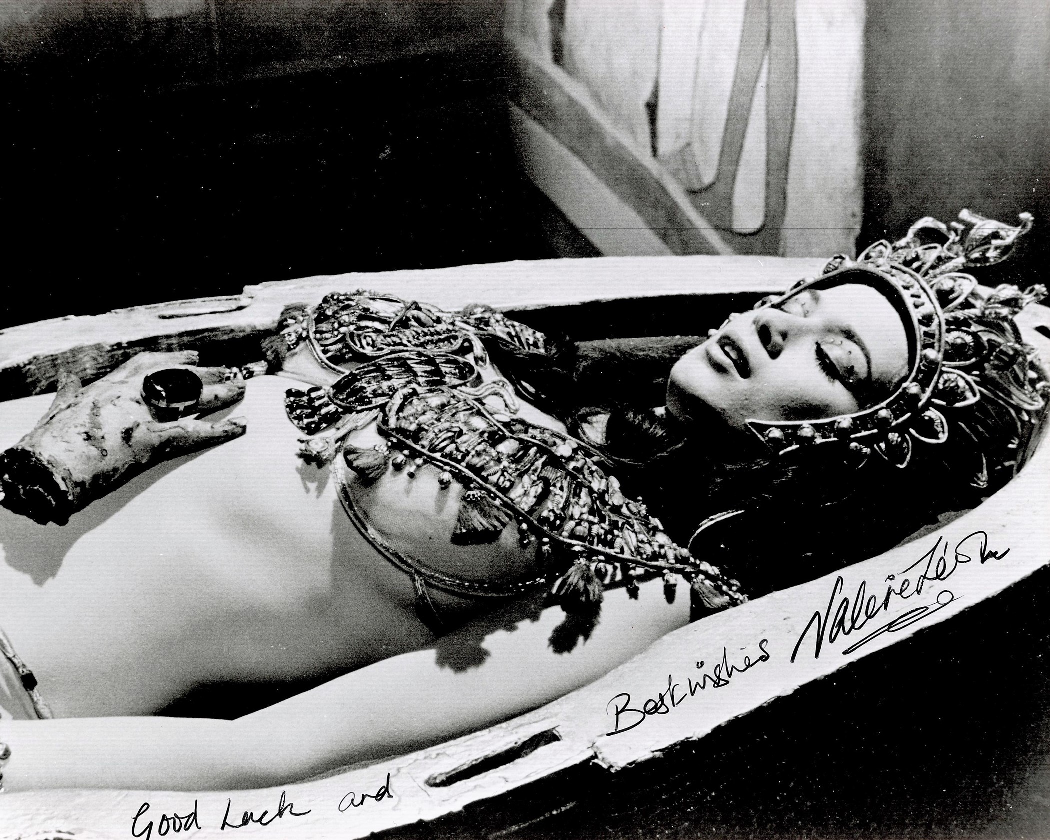 Valerie Leon signed 10x8 black and white photograph uniquely inscribed- Good luck and best wishes.