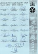 Cricket, Derbyshire County Cricket Club 200 multi-signed team sheet. This item is signed by 24 big