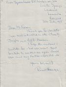 WW2 Sgt. R F Hamlyn Battle of Britain Pilot Hand signed, Handwritten Letter Dated 30th July 1975,