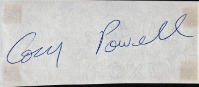 Music Cozy Powell signed 4 x 2 inch clipped page. Good condition. All autographs come with a