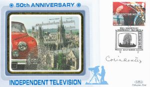 Inspector Morse author Colin Dexter signed 2005 50th ann Independent TV Benham single stamp official