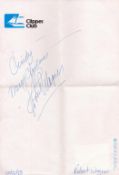 Robert Wagner Signed on Clipper Club Paper on 12/2/82. Dedicated with inscription Merry Christmas.