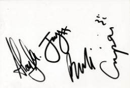 Music Kula Shaker white card signed by four band members. Good condition. All autographs come with a