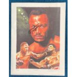 Boxing Joe Frazier and Leon Evans signed 16 x 12 inch colour print of Evans painting titled