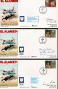 WW2 El Alamein fighter aces signed cover collection. Three Concorde flown Hurricane covers signed