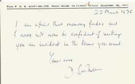 WW2 F/O F D S SCOTT MALDEN, Battle of Britain Pilot Hand signed, Handwritten postcard on personal