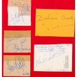 Collection of 6 Signatures including Sir Henry Cooper, Tony Curtis, Barbara Castle, Martina