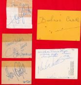 Collection of 6 Signatures including Sir Henry Cooper, Tony Curtis, Barbara Castle, Martina