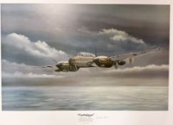 Maurice Gardner Colour 27x20 Print Titled 'Rachtjager'- Night Defender of the Reich. Signed by a