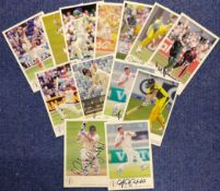 Australia cricket collection 13 signed 6x4 colour card photos from players past and present