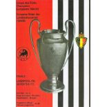 Liverpool v Juventus 1985 European Cup Final vintage programme Heysel Stadium Brussels. Good