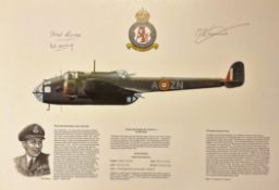 RAF Bomber Squadron Multi Signed Handley Page Hampden Mk I Colour 16. 5x12 Print. Handsigned in