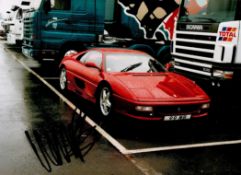 F1. Martin Brundle Handsigned 7x5 colour Photo. Photo shows Martin Brundle's Red Ferrari with