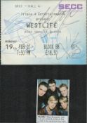 Music, Westlife signed concert ticket from their 2001 show plus magazine photograph. This multi-