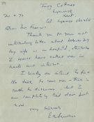 WW2 Private Edmund Saunders WW2 Observer on the Big Night Handsigned, Handwritten Letter, Dated 20 x