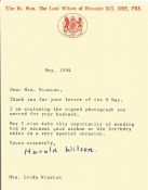 Harold Wilson signed House of Lords TLS dated May 1994 on The Rt Hon The Lord Wilson of Rievaulx KG,