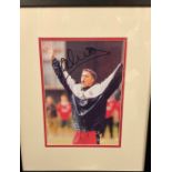Michael Owen Handsigned 12x8 Colour Photo in black wood effect Frame measuring 18x15 Overall.