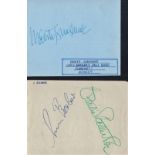 Music Chris Barber, Monty Sunshine, Ottilie Patterson signed on two autograph album pages. Good