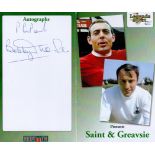 Ian St John and Jimmy Greaves 9x8 signed dinner menu. Saint and Greavsie was a British television