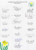 Cricket, Glamorgan County Cricket Club 2000 multi-signed team sheet featuring sports icons including