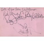 Music Lindisfarne autograph album page signed by Rod Clements, Ray Jackson, Ray Laidlaw and we think