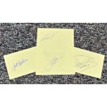 Motor Racing collection 4 signed 6x4 white cards by Formula 1 legends Jack Brabham, Jackie Oliver,