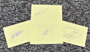 Motor Racing collection 4 signed 6x4 white cards by Formula 1 legends Jack Brabham, Jackie Oliver,