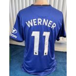 Football Timo Werner signed Chelsea replica home shirt size medium. Good condition. All autographs