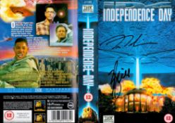 Dean Devlin and Will Smith signed Independence Day VHS sleeve. With clear signatures across the