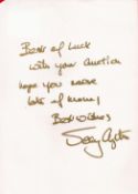 Jenny Agutter Signed best of luck note on A4 Paper. Note States Best of Luck with Your Auction, Hope