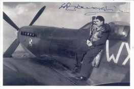 WW2 Lt Stanislaw Nawarski DFC KM handsigned 6x4 black and white photo Polish pilot Stanislaw