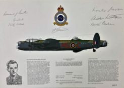 RAF Bomber 7th Squadron Multi Signed Avro Lancaster MK III Colour 16. 5x12 Print. Limited Edition