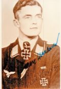 WW2Mjr Max Herzbach KC signed 5 x 4 sepia photo. Awarded Knight Cross Sept 1944 in Brest defending