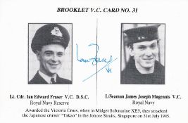 Victoria Cross winner Ian Fraser VC signed Brooklet card dedicated to his attack on the Japanese